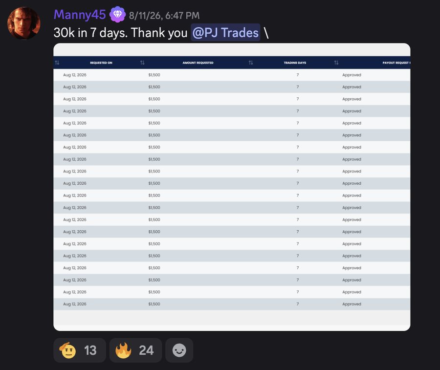 Manny45’s Discord post: $30K in 7 days, 20 approved payout requests