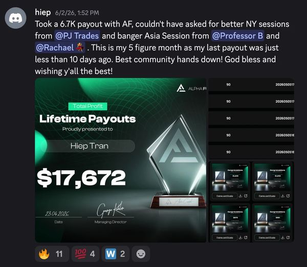 Member payout post from the PJ Trades Discord