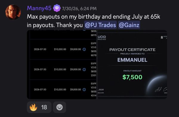 Member payout post from the PJ Trades Discord